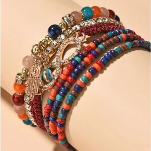 Festival Western Boho Tribal Aztec Evil Eye Rhinestone Beaded Set